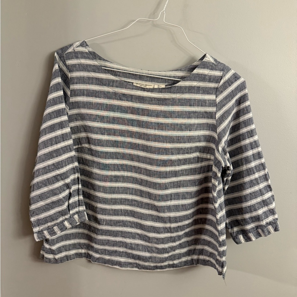 Christian Siriano New York Linen Striped Crop Top – Size L